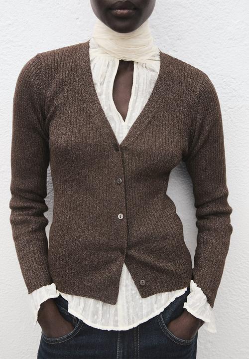 MANGO - Cardigan vana - dark brown
