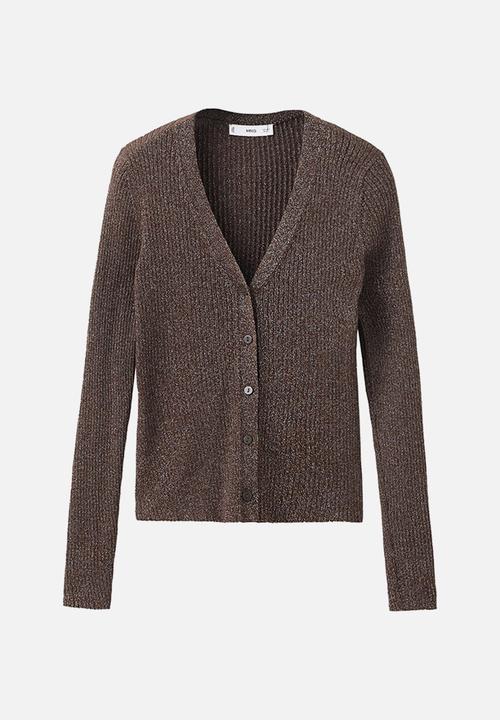 MANGO - Cardigan vana - dark brown