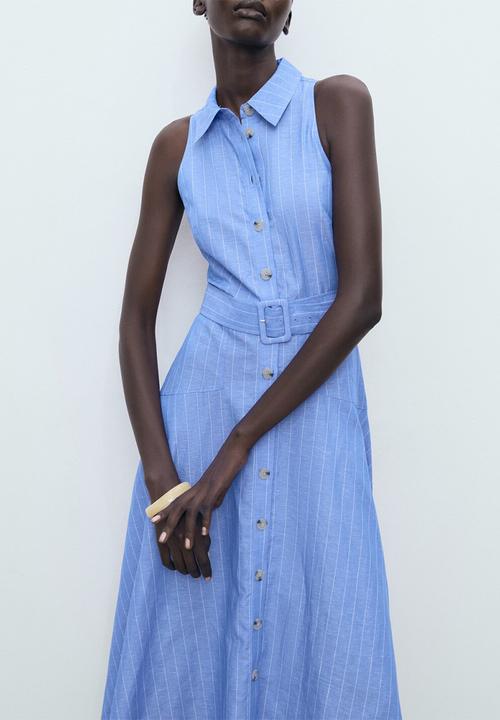 MANGO - Dress dam  -  medium blue