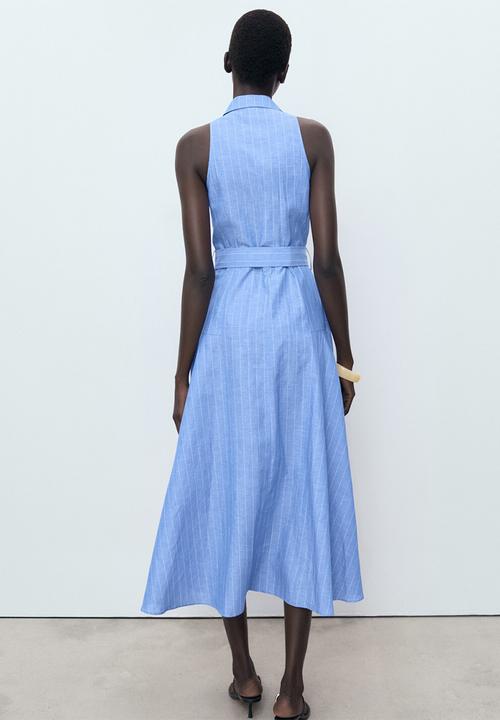 MANGO - Dress dam  -  medium blue