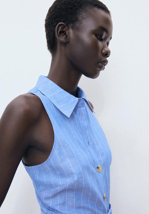 MANGO - Dress dam  -  medium blue