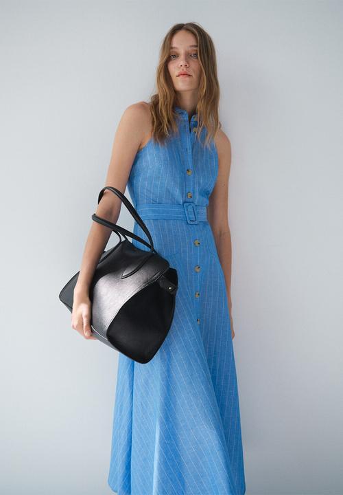 MANGO - Dress dam  -  medium blue