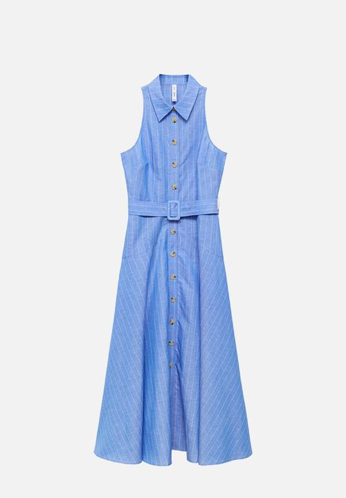 MANGO - Dress dam  -  medium blue