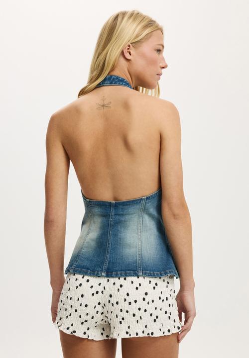 Cotton On - Juno denim halter top - escape blue