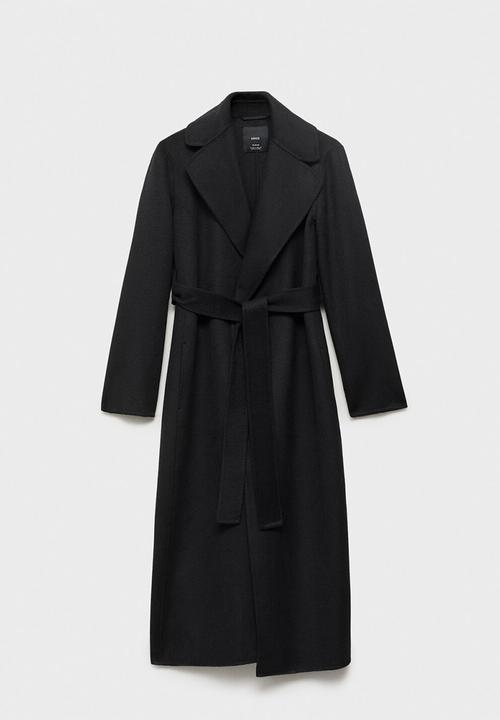 MANGO - Abrigo batin - black