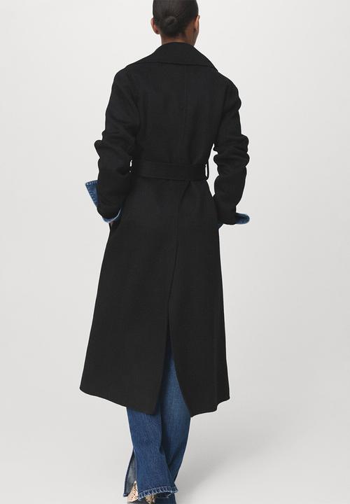 MANGO - Abrigo batin - black