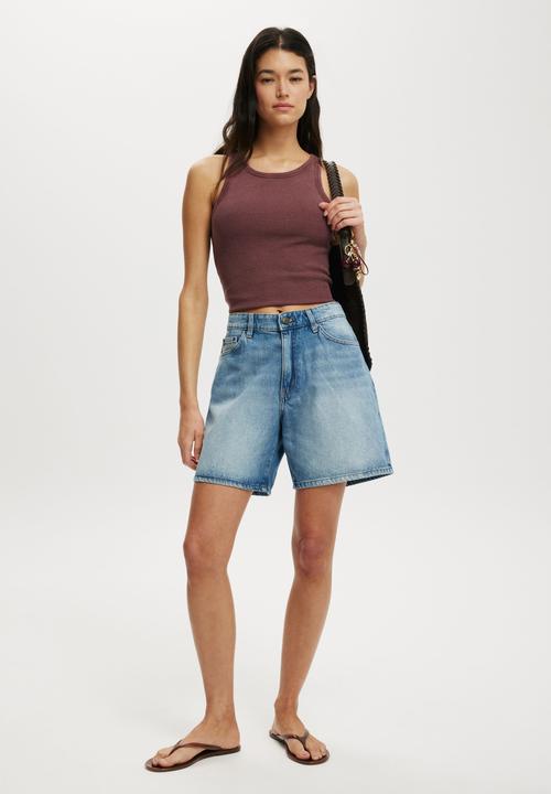 Cotton On - Relaxed Denim Short - Y2K Tint Blue