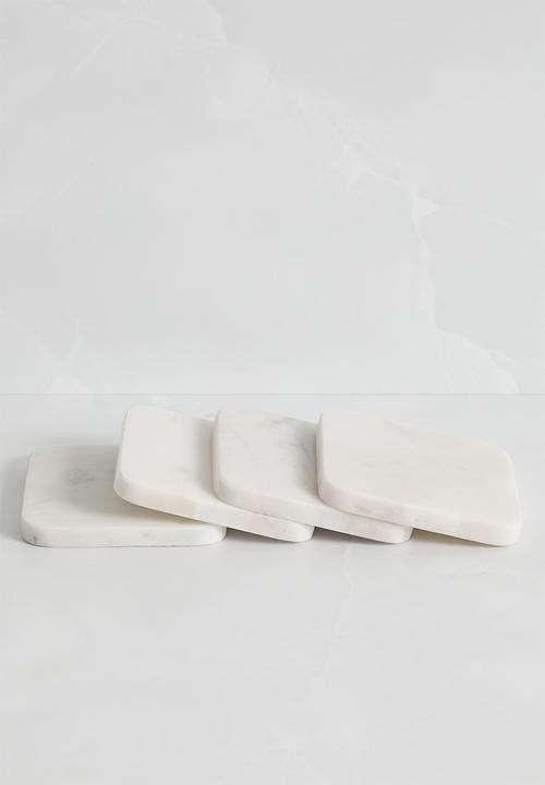 Sixth Floor - Rectangle marble coaster set of 4 - white
