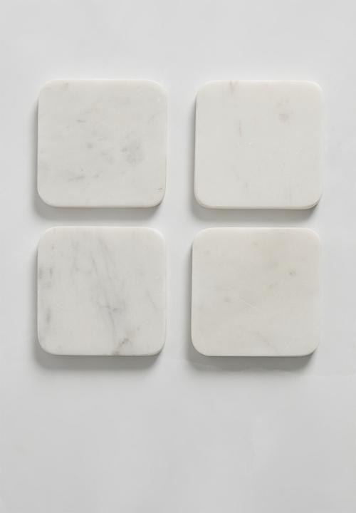 Sixth Floor - Rectangle marble coaster set of 4 - white