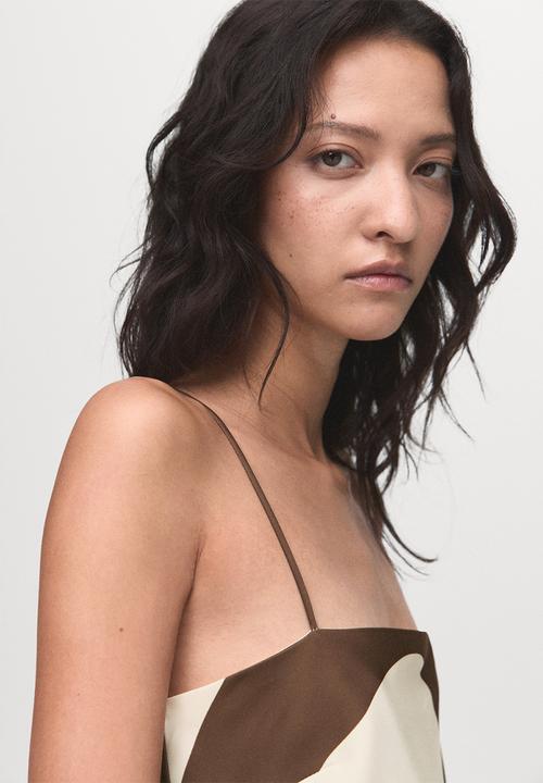 MANGO - Dress just -  brown