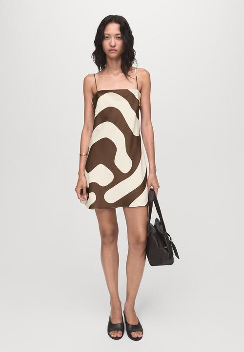 MANGO - Dress just -  brown