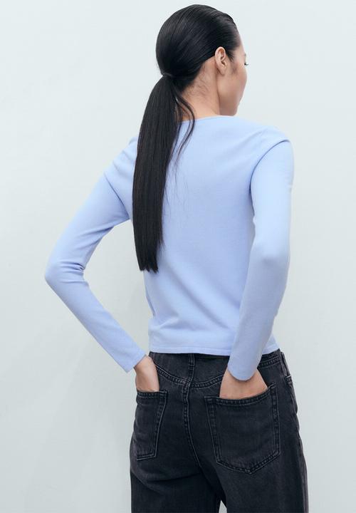 MANGO - Jersey rira - mid-blue