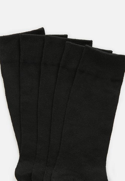 Brave Soul - 5 Pack Socks With Reinforced Heel And Toe - Black