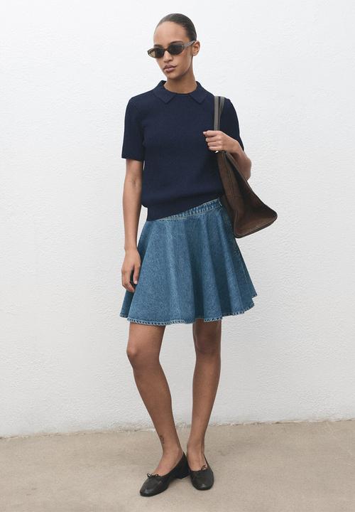MANGO - Skirt danae -  open-blue