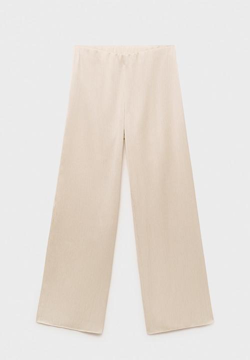 MANGO - Trousers plis -  light beige