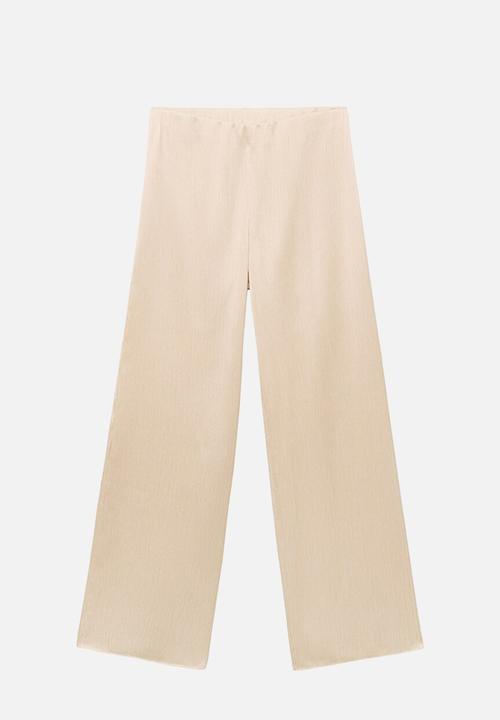 MANGO - Trousers plis -  light beige