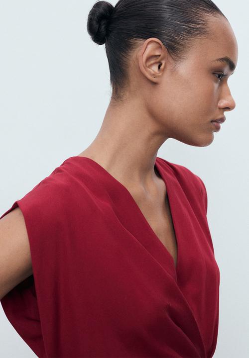 MANGO - Dress vene -  dark red