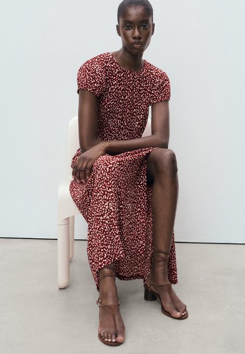 MANGO - Dress pomelo  -  dark red