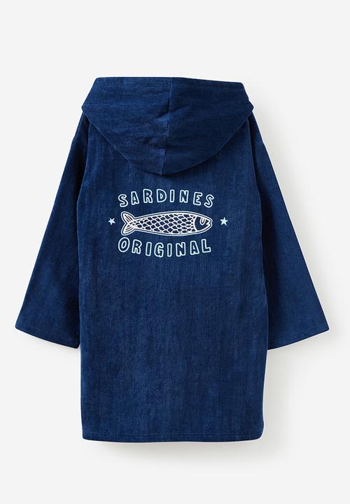 Cotton On - Kids zip thru hooded towel - deep dive/sardines