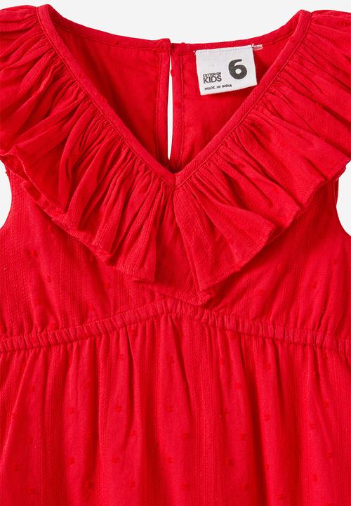 Cotton On - Frida flutter sleeve dress - varsity red