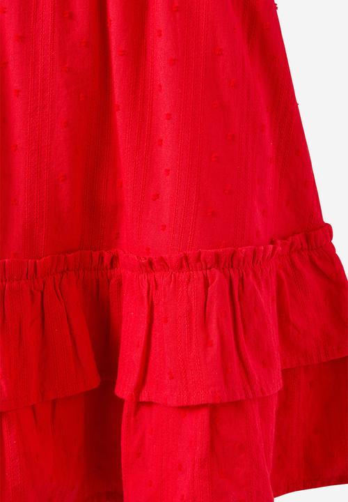 Cotton On - Frida flutter sleeve dress - varsity red