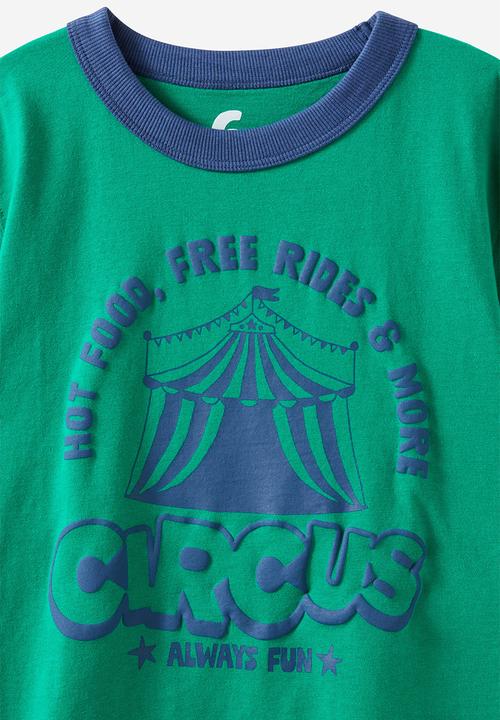 Cotton On - Jonny short sleeve graphic print tee - deep mint/circus