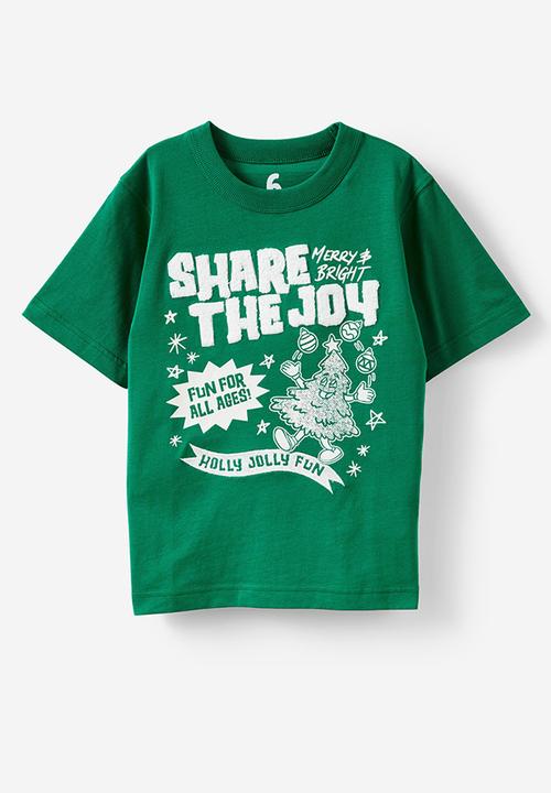 Cotton On - Jonny short sleeve graphic print tee - deep mint/share the joy