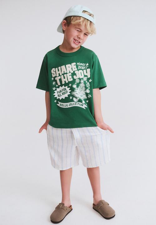 Cotton On - Jonny short sleeve graphic print tee - deep mint/share the joy