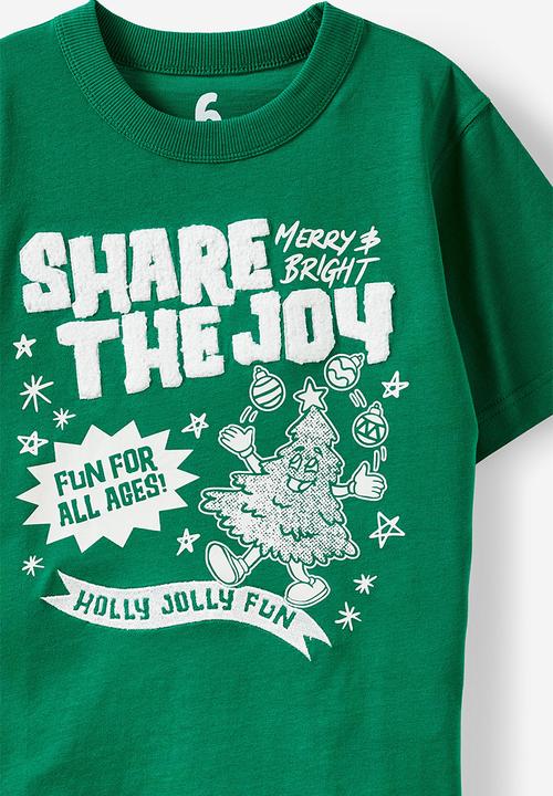 Cotton On - Jonny short sleeve graphic print tee - deep mint/share the joy