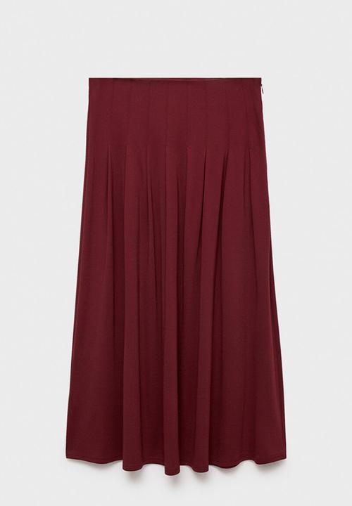 MANGO - Skirt tabla-h -  dark red