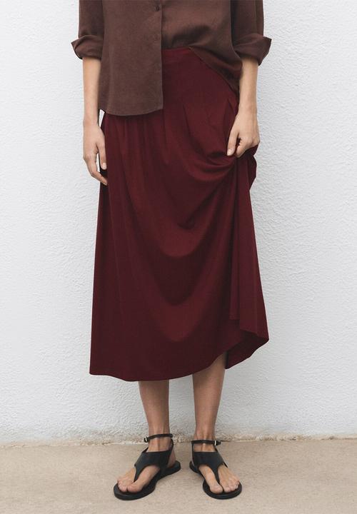 MANGO - Skirt tabla-h -  dark red