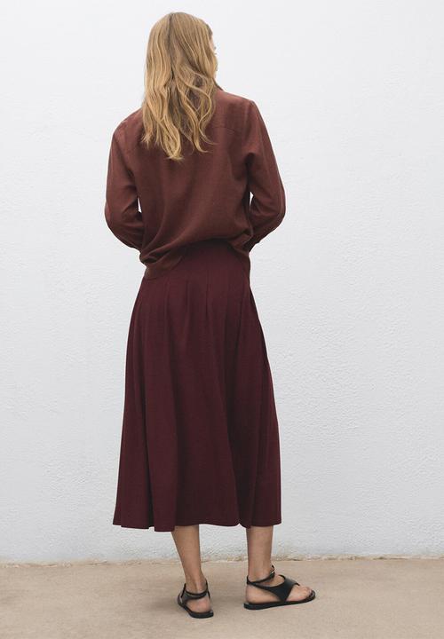 MANGO - Skirt tabla-h -  dark red