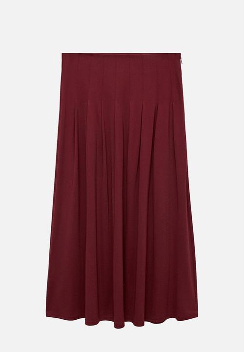 MANGO - Skirt tabla-h -  dark red