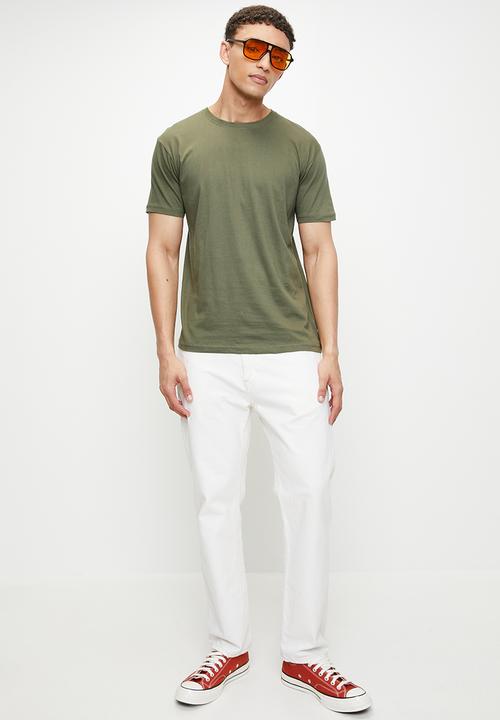 Brave Soul - Crew Neck T-shirt  - Light Khaki / Ecru Marl