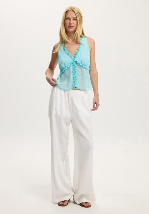 Cotton On - Chiffon ruffle cami - aqua crush