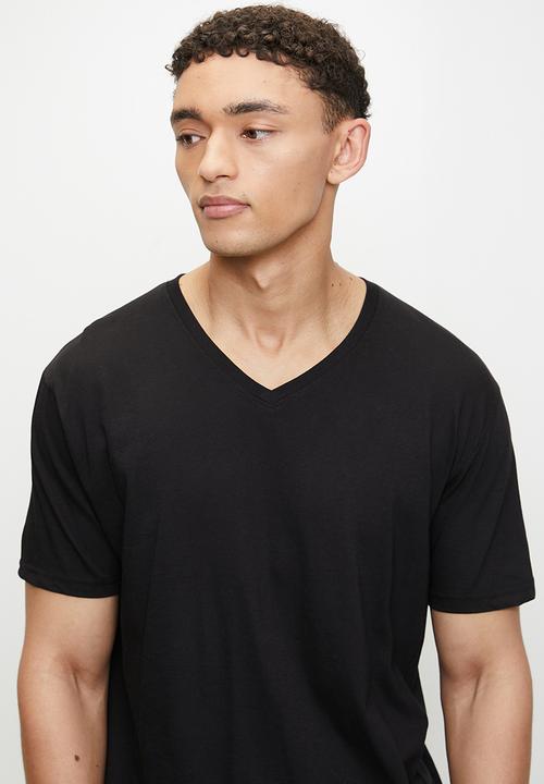 Brave Soul - V-Neck Short Sleeved T-Shirt - Jet Black