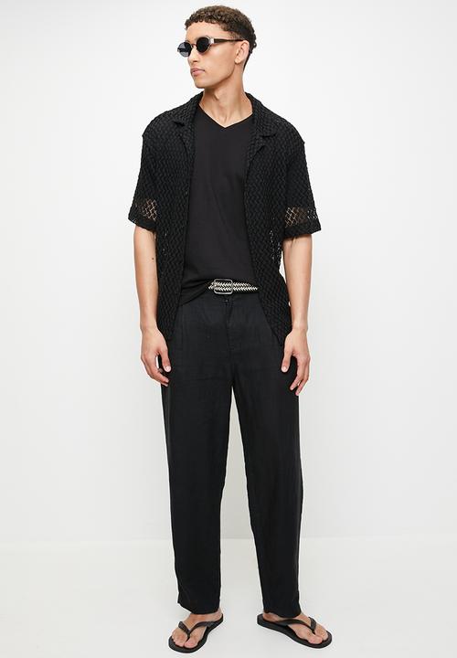 Brave Soul - V-Neck Short Sleeved T-Shirt - Jet Black