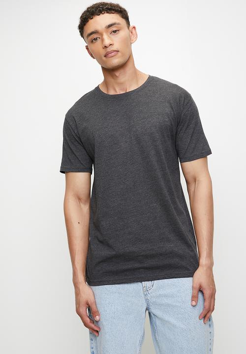 Brave Soul - Crew Neck Tshirt  - Dark Charcoal Marl / Light Grey Marl