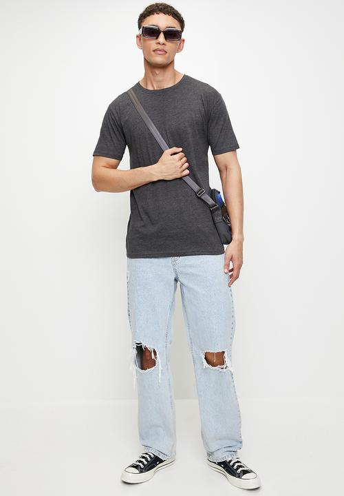Brave Soul - Crew Neck Tshirt  - Dark Charcoal Marl / Light Grey Marl