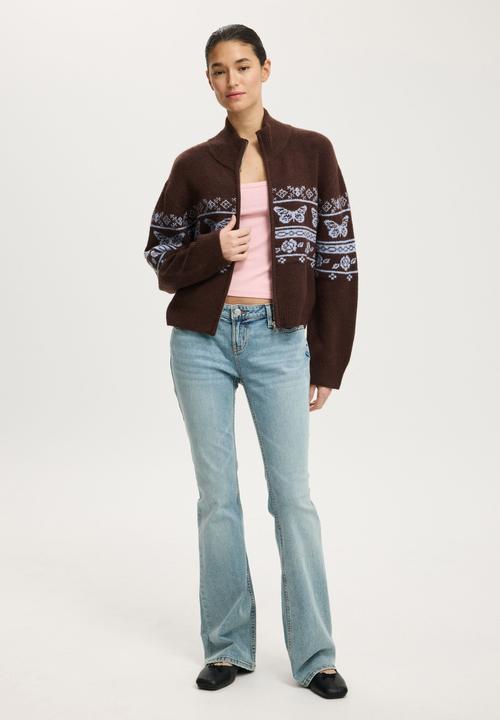 Cotton On - Intarsia knit bomber - butterfly graphic
