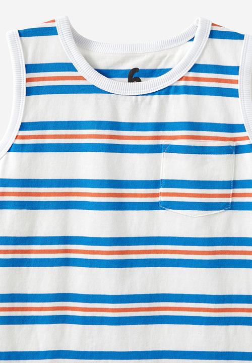 Cotton On - The essential tank - vanilla/harbour blue/chilli pumpkin stripe