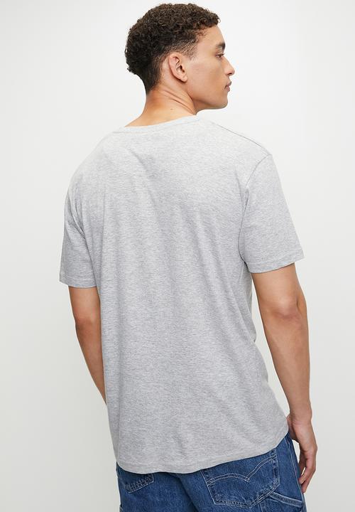 Brave Soul - V-Neck Short Sleeved T-shirt - Lt Grey Marl