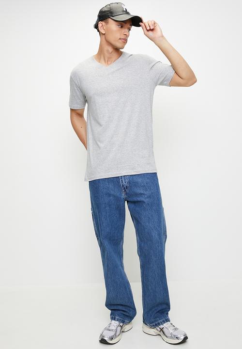 Brave Soul - V-Neck Short Sleeved T-shirt - Lt Grey Marl
