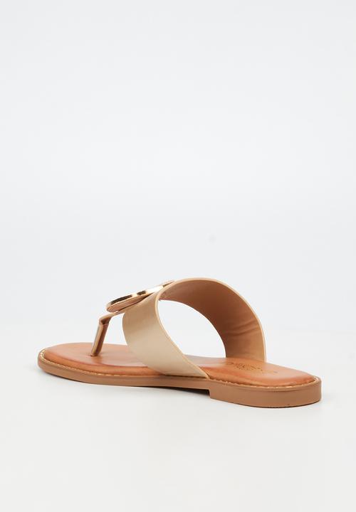 Miss Black - Honor 5 toe thong coin sandal - champagne
