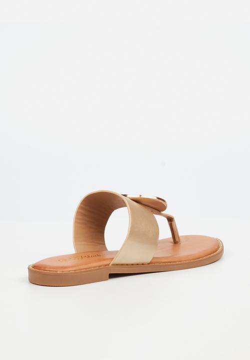 Miss Black - Honor 5 toe thong coin sandal - champagne