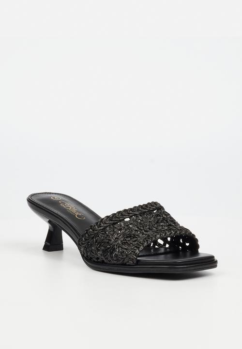 Miss Black - Parsley 1 comfort sock raffia kitten heel - black