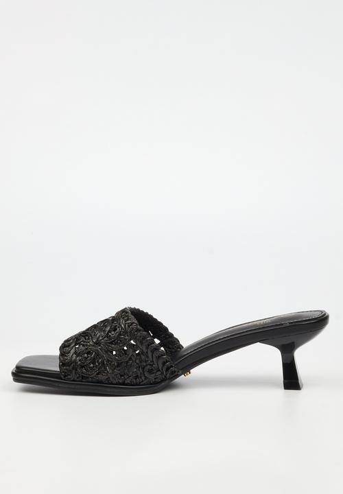 Miss Black - Parsley 1 comfort sock raffia kitten heel - black