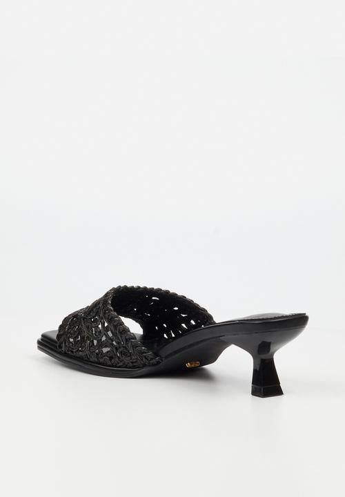 Miss Black - Parsley 1 comfort sock raffia kitten heel - black