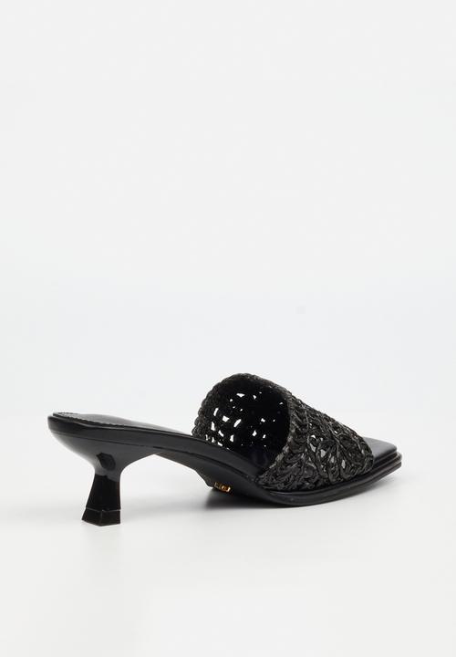Miss Black - Parsley 1 comfort sock raffia kitten heel - black