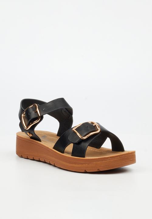 Butterfly Feet - Xara 7 Open Toe Ankle Strap - Black